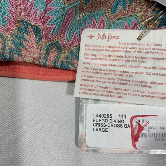 NEW $168 Luli Fama [ Large ] Fiego Divino Criss-Cross Bikini Top +‎ Bottom - Picture 8 of 16